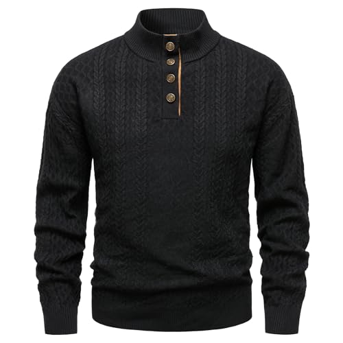 Pull col montant homme tricoté en maille structurée haut de gamme - 2