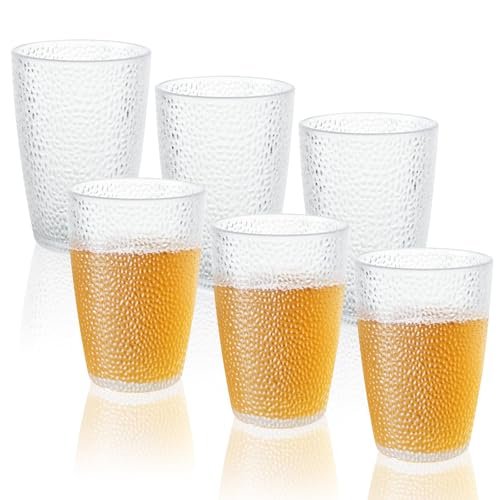 MUXHEL Lot de 6 verre plastique reutilisable, verres en plastique, 350 ml, verres à eau, verres à boire en plastique, gobelets pour le pique-nique en plein air, le camping et la fête