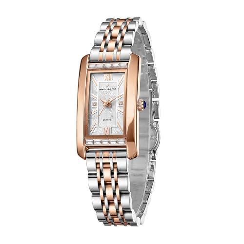 Image of Daniel Hechter Paris Solferino Collection Stylish Analog Watch for Women with Rectangular Dial, Roman Accents, Stainless Steel Strap & Water Resistant - DHW2010