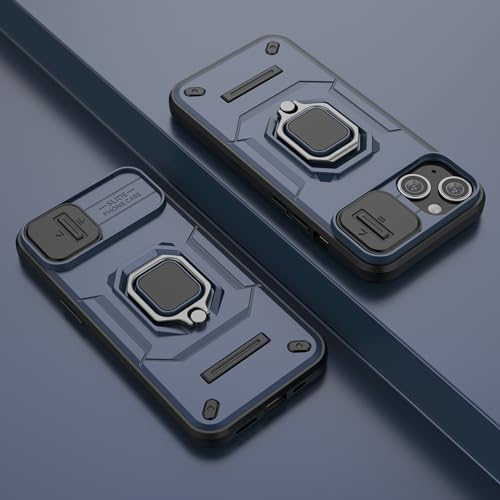 Image of CamShield Pro Case with Slide Camera Protection and 360 Protection Ring Stand Bumper Back Case Cover for iPhone 14 (Blue)