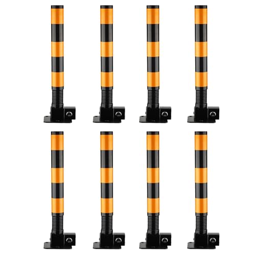 MOKLYF Folding Parking Lot Spring Post, Heavy Traffic neator with Warning Stripes & Lock Keys, Park Interceptor Bollard for Garage and Unloading Point