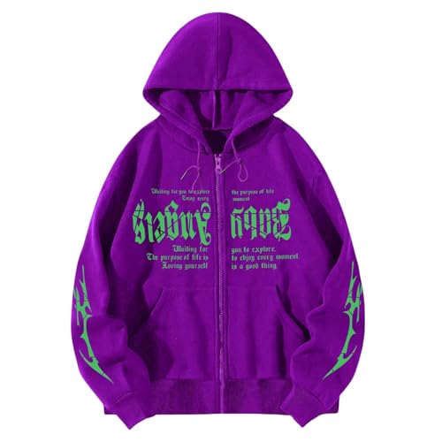 Mens Hoodies Sweatshirt Full Zip up Printed Lightweight Oversized Fashion Pullover Tops Casual Long Sleeve Sweatshirts