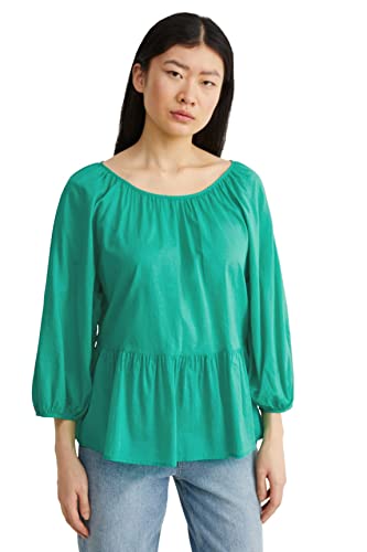 C&A Damen U-Ausschnitt Bluse Unifarben grün 46