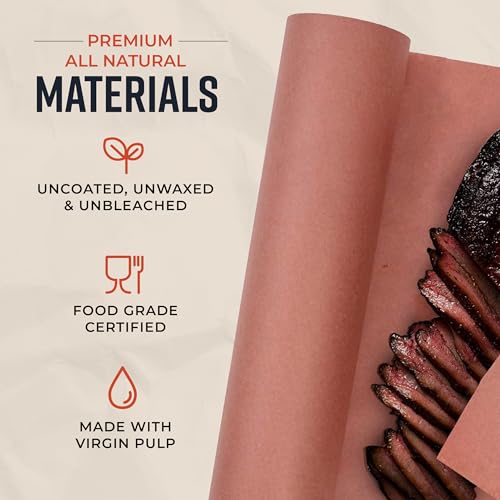 Bryco Goods Pink Butcher Paper Roll - 24 Inch by 175 Feet - Made in USA - Food-Grade Peach Butcher Paper for Smoker, BBQ, Grilling, Smoking Meat & Brisket - Unbleached, Unwaxed, Uncoated