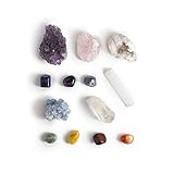 13 pcs Chakra Crystal Sampler Set ~ LARGE Healing Kit: 6 Minerals-Amethyst Cluster, Raw Rose Quartz,...