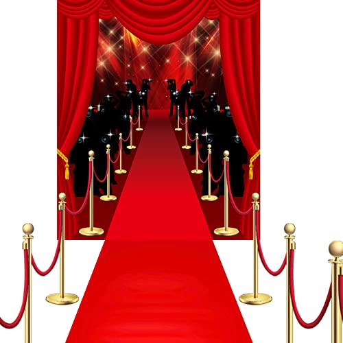 6 x 5 ft Red Carpet Party Decorations Movie Theme Paparazzi Photography Backdrop Red Carpet Backdrop Red Carpet Runner with Carpet Tape for Party Decoration Supplies - Thumbnail 2