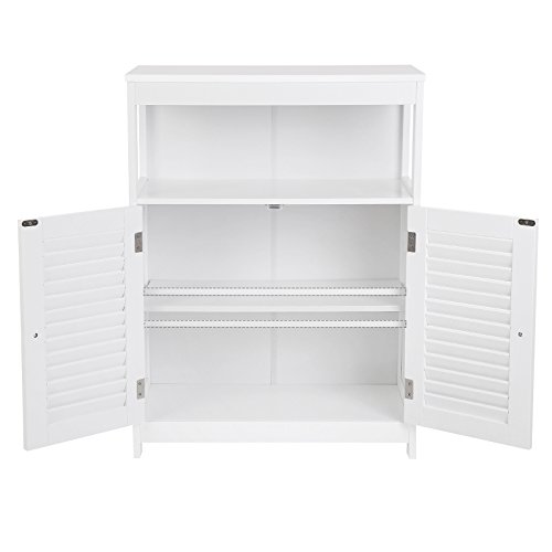 Vasagle Bathroom Storage Floor Cabinet Free Standing With Double Shutter Door And Adjustable Shelf White #TOP6