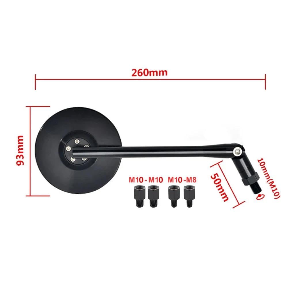 Ensemble rétroviseurs pour moto Rétroviseurs Latéraux Ronds Universels Noirs Moto Pour Royal Enfield Pour Interceptor 650 Pour Continental GT