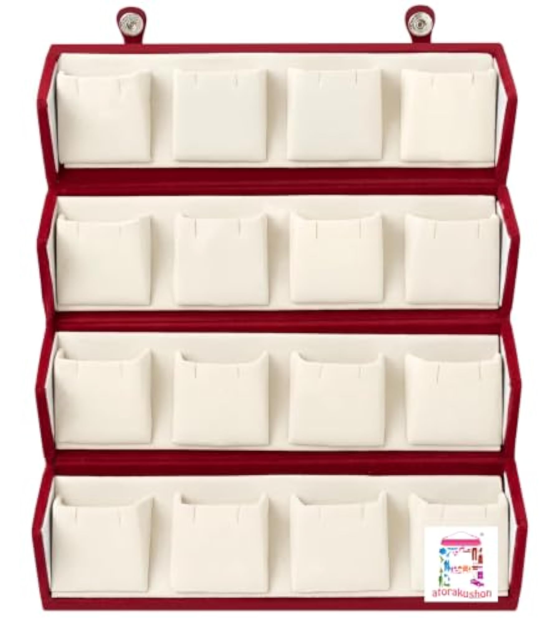 Women's Velvet 16 Pair Earrings Organizer Jewellery Box, Maroon