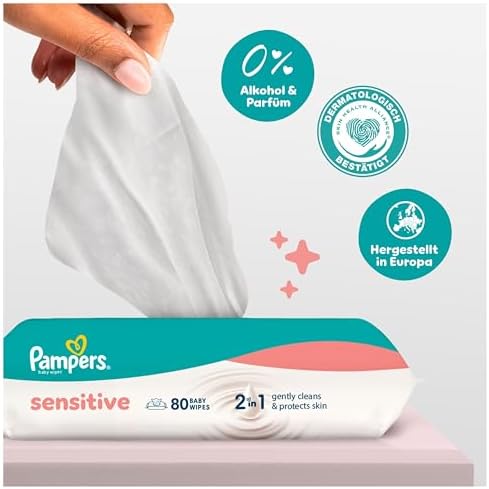 Pampers Sensitive Baby Wipes, 1200 wipes (15 x 80) For Sensitive Baby Skin, Dermatologically Tested, Baby First Kit For Newborns - View 7