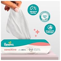 Pampers Sensitive Baby-Feuchttücher, 15 Packungen mit 80 Feuchttüchern,1200 Baby-Feuchttücher, 2-in-1 sanfte Reinigung & Hautschutz – Ansicht 4
