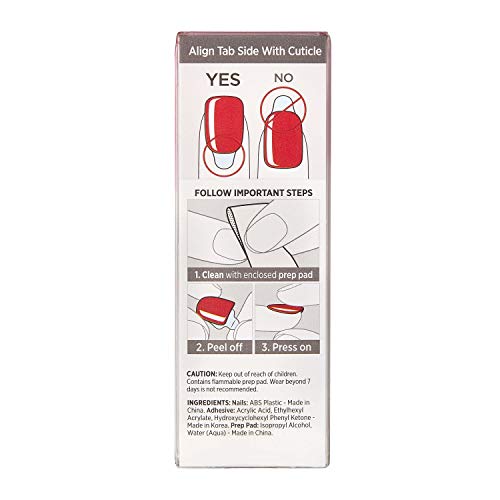 KISS imPRESS Color Press-On Manicure, Gel Nail Kit, PureFit Technology, Short Length, “Reddy or Not”, Polish-Free Solid Color Mani, Includes Prep Pad, Mini File, Cuticle Stick, and 30 Fake Nails - Thumbnail 2