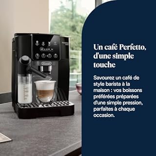 De’Longhi Magnifica Start - Perfetto Machine à Café Automatique avec LatteCrema Mousseur à Lait Automatique, 4 Boissons Enregistrées, Commandes Soft Touch, Noir et Gris (ECAM222.60.BG)