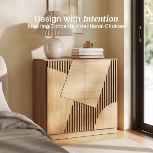 Image of BELLEZE 33 inch Modular Sideboard Buffet Cabinet - Camel L
