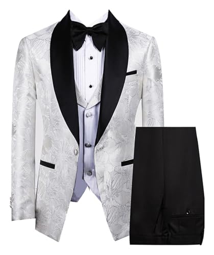 Costume trois pièces homme veste jacquard gilet pantalon smoking