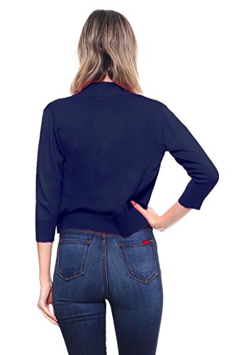 Image of Cielo Women's Soft Solid Open Front 3 /4 Sleeve Sweater Cardigan