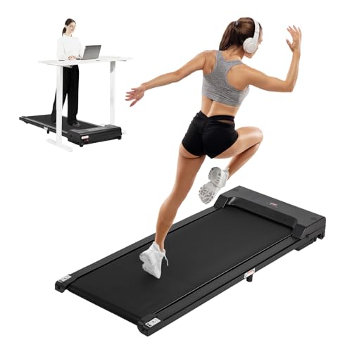 Todeco Cinta de Correr Compacta Escritorio Cinta de Andar Peso Máximo 90 Kg, 1-8KM/H Cinta para Andar en Casa con Control Remoto Pantalla LED