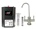 Westbrass DT1F2051-20 Contemporary 10 in. Hot and Cold Faucet with HotMaster DigiHot Digital Tank System Water Dispenser, Stainless Steel