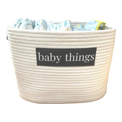 Image of KINTNER DESIGNS Baby Things storage basket to keep all of your nursery items in one place. Cute design and larger size is perfect to store diapers, toys, pacifers, clothing and much more!
