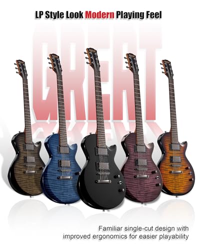 Image of AKLOT 24-Fret Electric Guitar Kit, 40 inch Single Cut (LP Style), Modern Playability Coil-Split Humbucker Pickups, 18:1 Tuning Pegs,W /Guitar Accessories Gig Bag,Cable,Strap,Picks,Strings,Tuner,Book