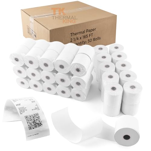 Thermal Receipt Paper 2-1/4 x 165' 50 rolls (59 mm diameter) by TK Thermal King