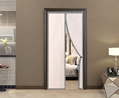 Magnetic Insulated Door Screen, The Whole Blackout Thermal Screen Door Self-Closing Privacy Thick Fabrics Door Curtain For Air Conditioner Room, Bedroom-Hands Free, Fit Doors Size Up To 34" X 80" #TOP3