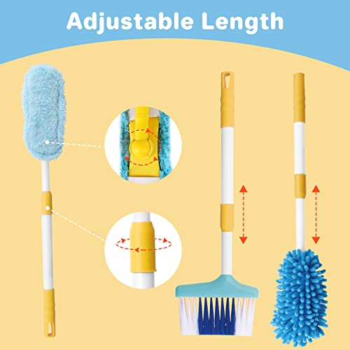deAO Kids Cleaning Set 12 PCS Pretend Play Detachable Housekeeping Cart with Broom,Dust Pan,Spray Bottle Children House Cleaning Tools Toys,Kids Broom and Mop Set for Ages 3+