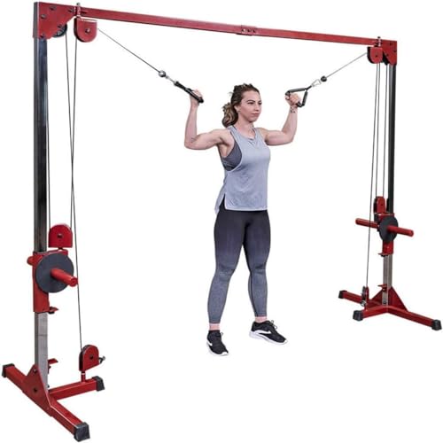 Best Fitness (BFCCO10) Cable Crossover Exercise Machine, 2″ Olympic Sized Weight Carriage Dual Pulley Cable Machine for Strength Training, Red