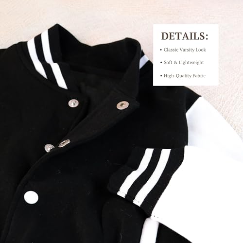 MODPARTY Kids Varsity Jacket – Black & White Letterman Coat for Boys or Girls | Custom Youth Outerwear for School or Events2