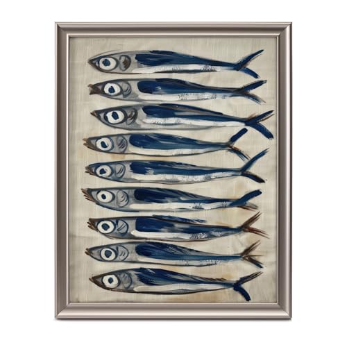 Framed Vintage Canvas Wall Art Decor, Sardine...