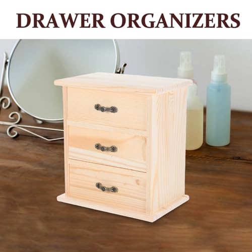 LOORGVEL Miniatur Schubladen Organizer Holz Mit 3-Stöckiger Schreibtisch-Aufbewahrungsbox Für Büro Schmuck Und Puppenhaus Dekoration Nachhaltiger Holzorganisator Für Kleine Gegenstände Und Nachttisch