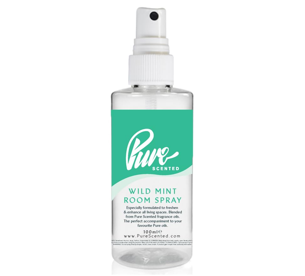 Pure Scented 100ml Room & Fabric Sprays Suitable For Home, Car, Caravan, Work, Gym Bags, Odour Eliminators (1 x 100ml, Wild Mint)