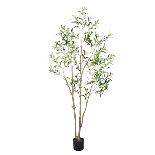 LUTOLB Faux Olive Tree 6ft (72 Inch), Olive Trees Artificial Indoor with Realistic Leaves and Fruits, Fake Olive Tree Perfect for Modern Home Office Living Room Floor Decoration Gift