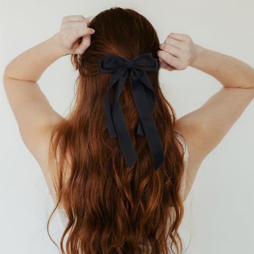 Set de 2 pinzas para el cabello con lazo negro y blanco miniatura 2