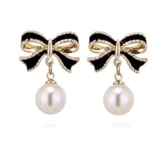 Black Bow Pearl Dangle