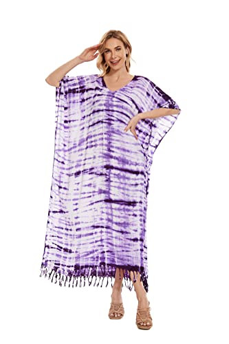 Image of Beautybatik Women Hippie Tie Dye Caftan Kaftan Loungewear Maxi Plus Size Long Dress XL to 4X