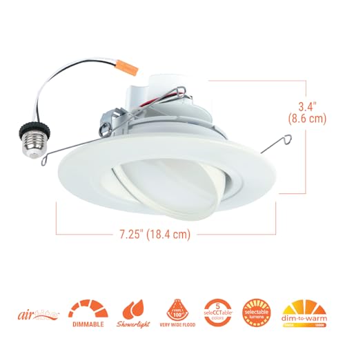 Halo RA56LS9FSD2W1EWH Ra 6 Inch Gimbal Led Recessed Adjustable Light Trim thumb #2