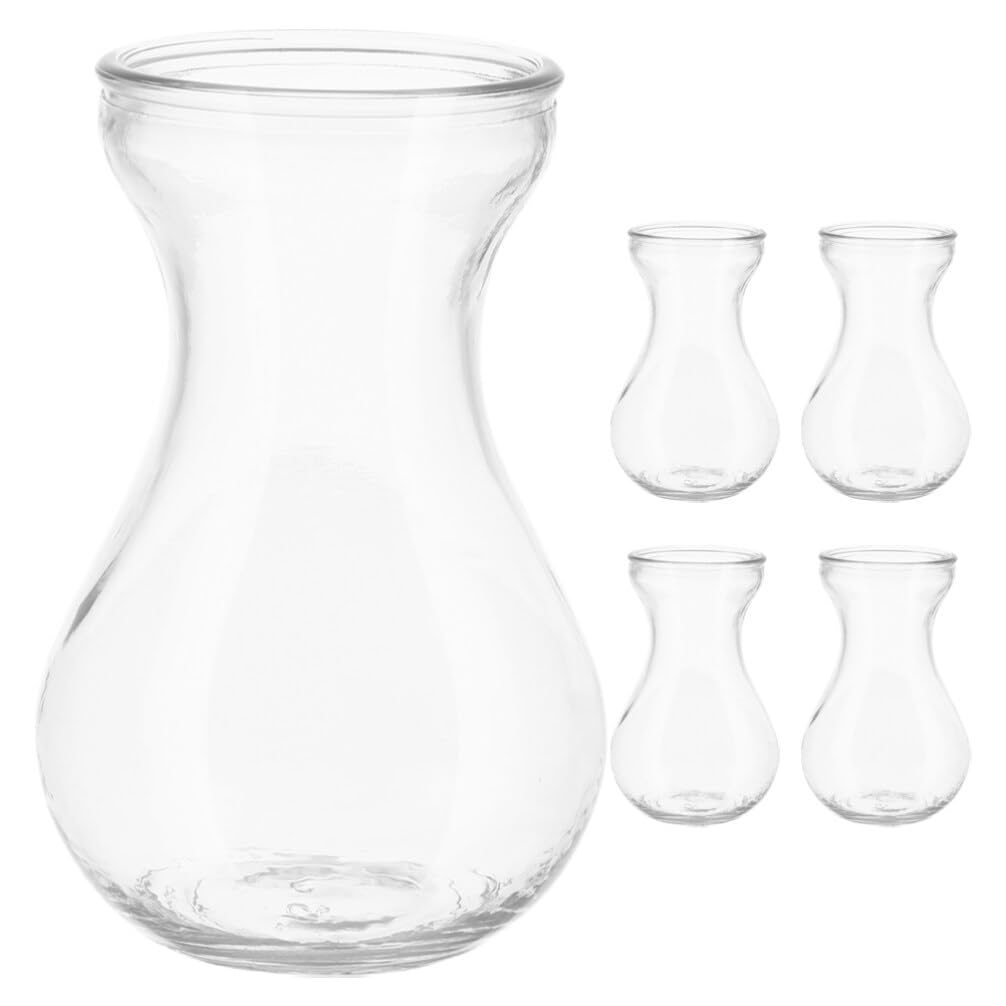 Alipis Glass Hyacinth Bulb Vase Set of 5 Clear Small Desktop for Indoor Plants Hydroponic Flower Vases Table Centerpiece Home Office Decoration - Image 2