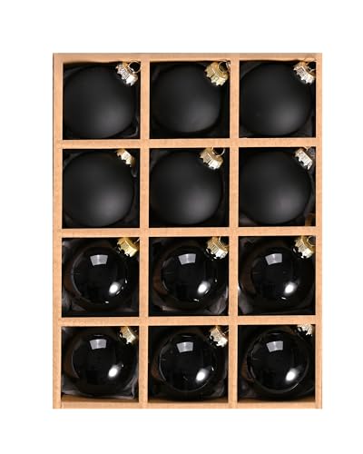 WDS WONDROUS 12Pcs Shiny and Matte Black Glass...