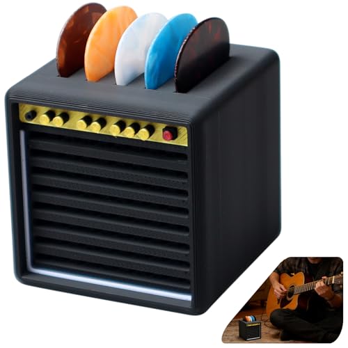 Boîte De Rangement Pour Médiator De Guitare Avec Tiroir Intégré, Inclus 5 Médiators 0.96mm En Celluloïd, Porte-Médiator Noir Compact, Accessoires Pour...