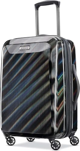 Image of American Tourister Moonlight Hardside Expandable Luggage with Spinner Wheels, Iridescent Black, Carry-On 21-Inch