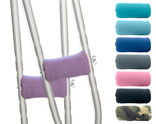 Universal Crutch Hand Grip Covers - Luxurious Soft Fleece with Sculpted Memory Foam Cores (Purple) …