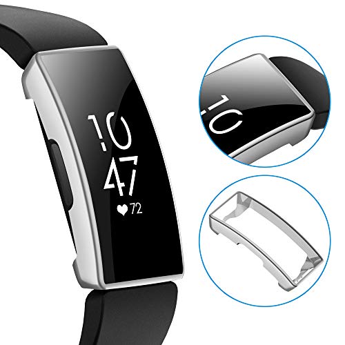 KIMILAR Schutzfolie Kompatibel mit Fitbit Inspire HR Schutzhülle (Nicht für Inspire,Kann mit Case Aufladen),Vollständige Abdeckung Ultra Klare Weiche TPU Cover Hülle für Fitbit Inspire HR -Silber