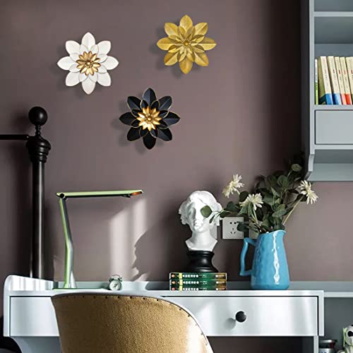 Metal Flower Wall Art Decor, 9.5â Rustic Modern Floral Sculpture, Distressed Iron Wall Hanging Home Decoration Accent Artworks for Indoor Kitchen Bedroom Living Room Office Outdoor Garden Patio - Image 4