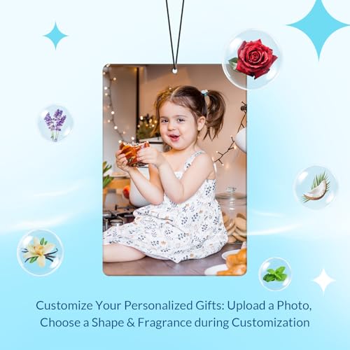 Image of Custom Air Fresheners with Picture for Car | Personalized Photo Gifts; Double-Sided Print; Hanging Ornament; Scent Choice Available; Rectangle Shape