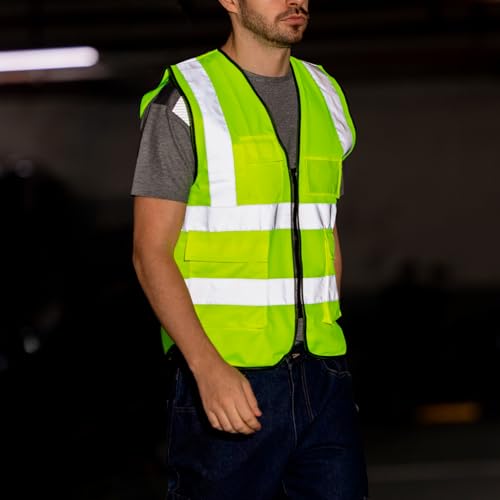WORK IDEA Warnwesten Auto, Reflektierende Weste mit mehreren Taschen Sicherheitsweste