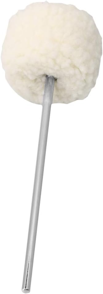lovermusic Lovermusic 19.4x0.6cm Stainless Steel Shaft Bass Kick Drum Beater White Felt Pedal Beater Head Drum Instrument Accessories