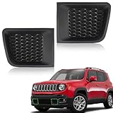 JOLONG Front Pair Bumper Grille Inserts bezel cover Replacement for Jeep Renegade 2015 2016 2017 2018, LH+RH