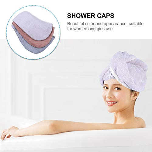 Lurrose Toalha de Cabelo de Microfibra de 3 Peças de Toalha de Cabelo de Secagem Rápida Turbante de