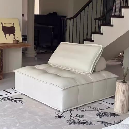 Chaise relevante convertible et canapé sectionnel, chaise modulaire tapissée sans accoudoirs avec oreiller, matelas pliable pour salon et appartement, beige...